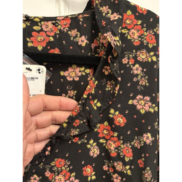 Free People Secret Garden Top L Women's Floral Long balloon Sleeve  NEW summer - Picture 6 of 13